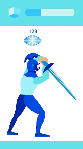 Vector warrior knight with sword flat vector illustration