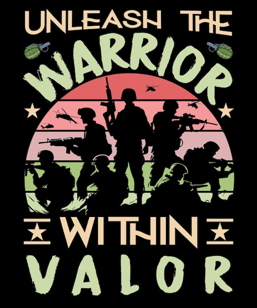 Vector warrior legacy vintage badge tribute beste t-shirt ontwerp voor veteranen van het leger