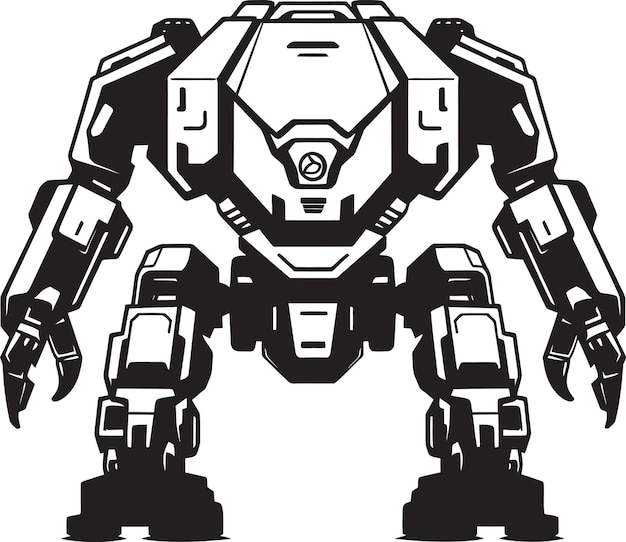 Vector warrior machine black robot logo robotic vanguard war icon design