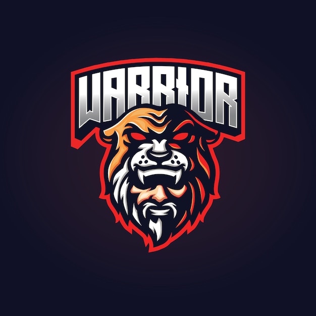 Vector warrior mascot esport logo design