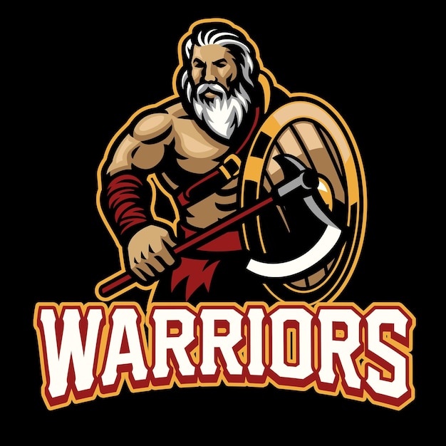 Warrior mascot with the shield and axe