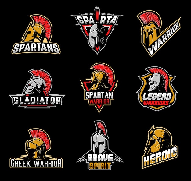 Vector warrior mascots of spartan and gladiator soldiers