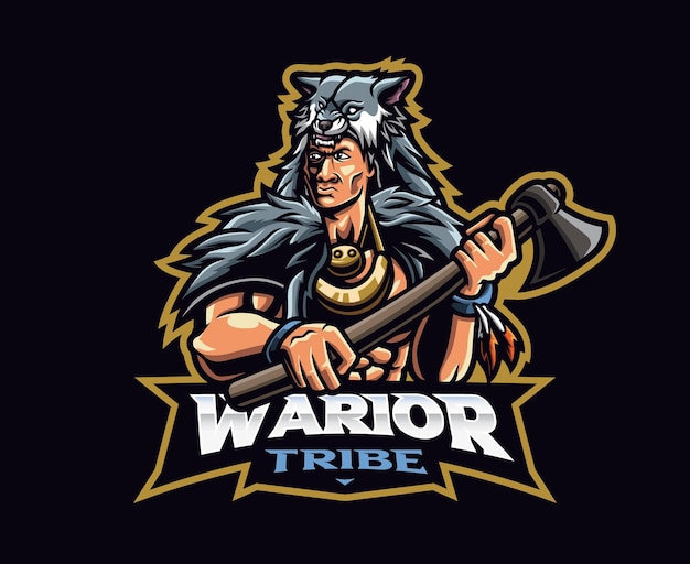 Warrior mascotte logo ontwerp