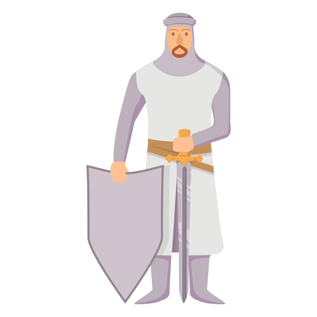 Vector warrior medieval knight in armor with a shield and sword