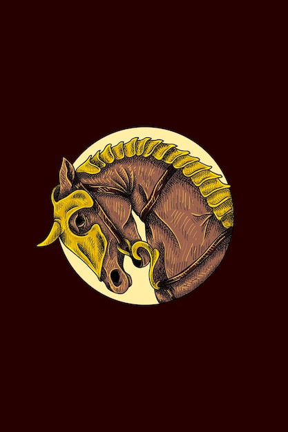 Warrior paard hoofd vectorillustratie
