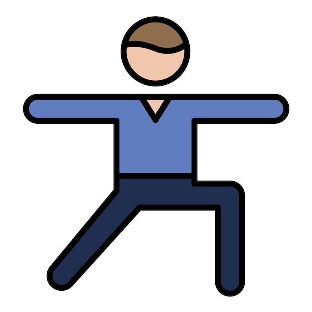 Warrior Pose Right Flat Illustration