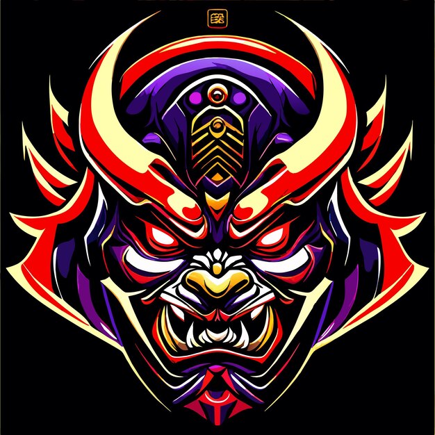 Vector warrior's strength samurai mask vector graphic