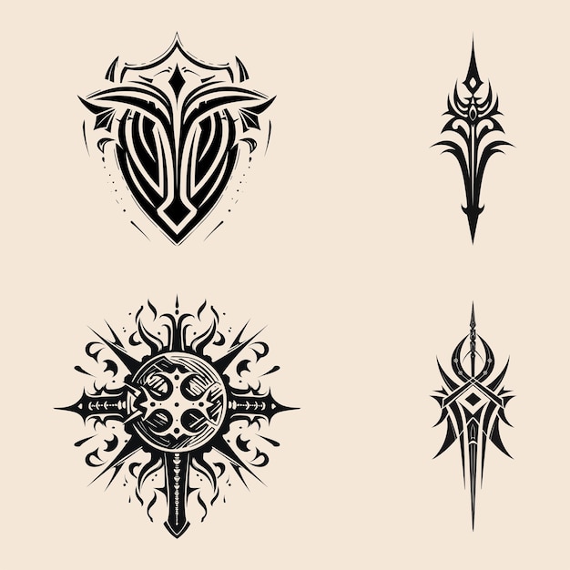 warrior shield vector logo tattoo design