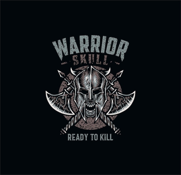 Premium Vector  Warrior skull, t shirt , hand drawn line style