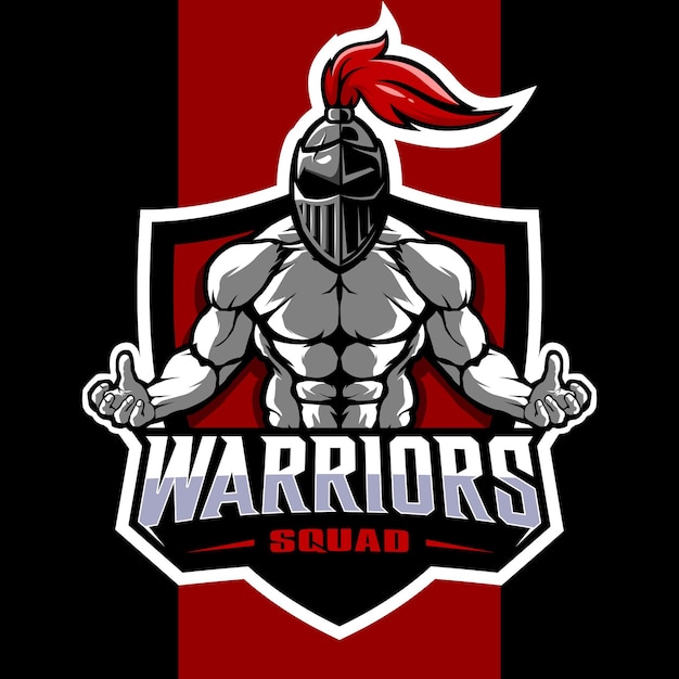 Design del logo della mascotte esport della squadra guerriera