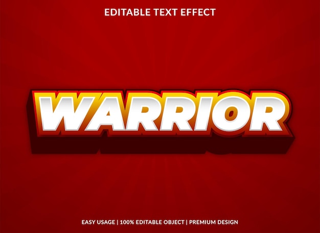 Warrior text effect editable template premium style