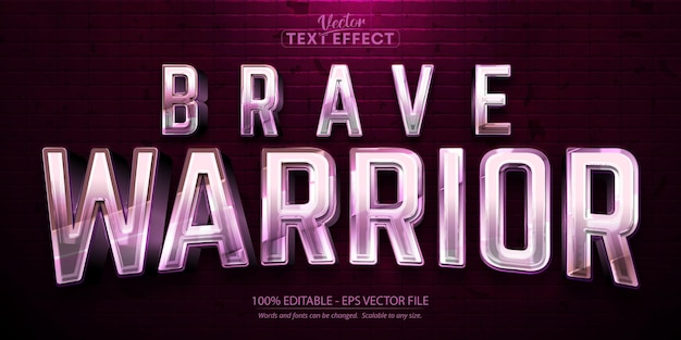 Warrior text effect military style metallic color editable text style on brick wall background