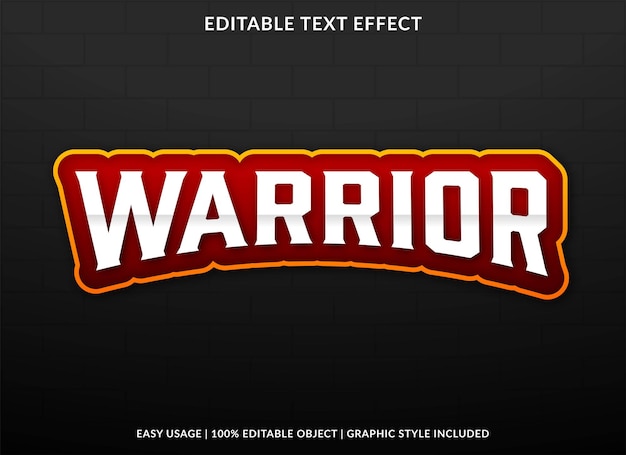 warrior text effect template premium vector