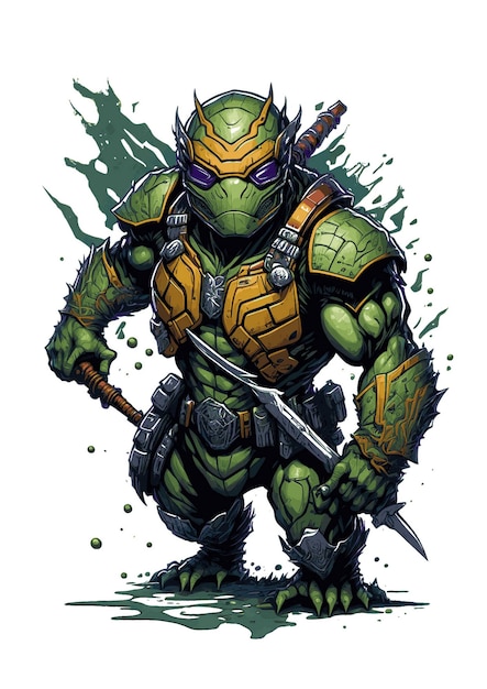 Warrior turtle ninja antropomorfe gepantserde volle lichaam
