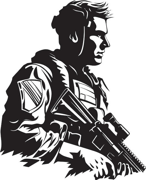 Warrior valor black vector soldier logo defensive guardian armed armyman black icon