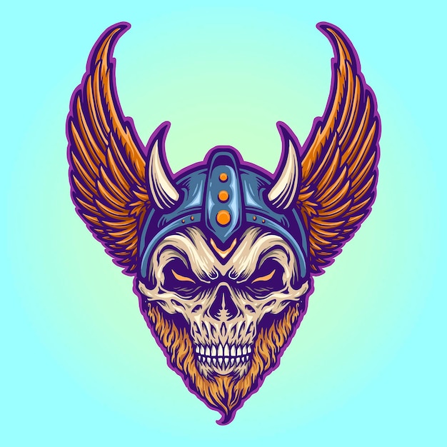 Warrior viking helmet horns wings vector illustrations for your work logo, mascot merchandise t-shirt, stickers and label designs, poster, greeting cards advertising business company or brands.