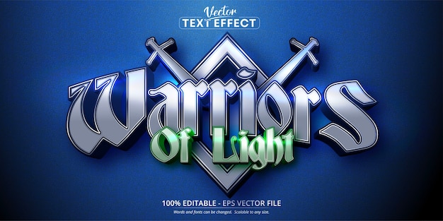 Warriors of light text effetto di testo modificabile in stile gioco mobile