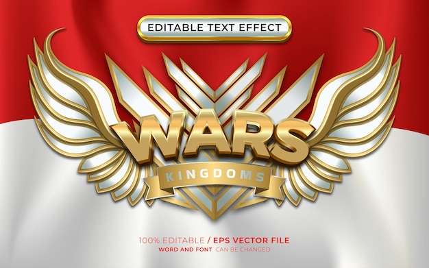 Wars Gold 3D bewerkbaar teksteffect met gevleugeld embleem