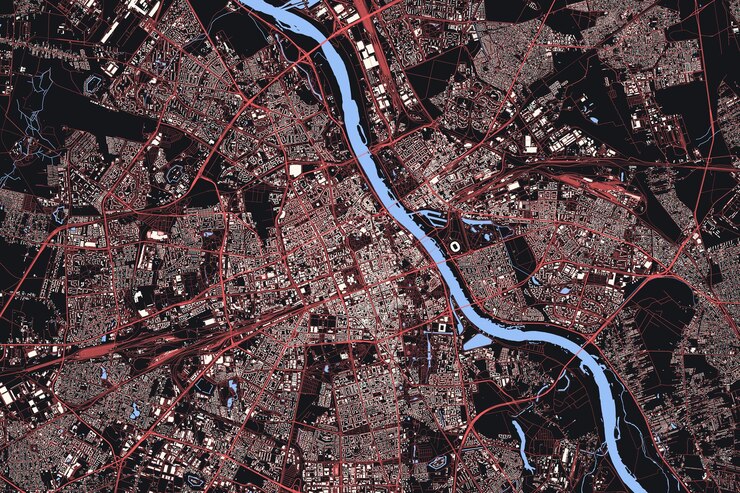 Vector warsaw city capital of poland vector extremely detailed map abstract background