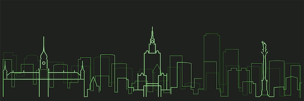 Warsaw Futurist Technology Light Trace Skyline