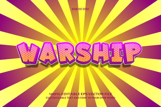 Warship editable text effect 3 dimension emboss comic style