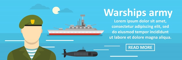 Vector warships army banner horizontal concept