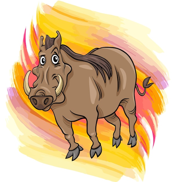 Vector warthog animal cartoon illustration