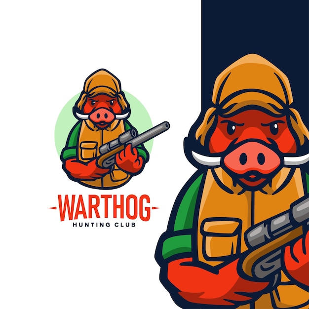 Warthog hunting club logo design