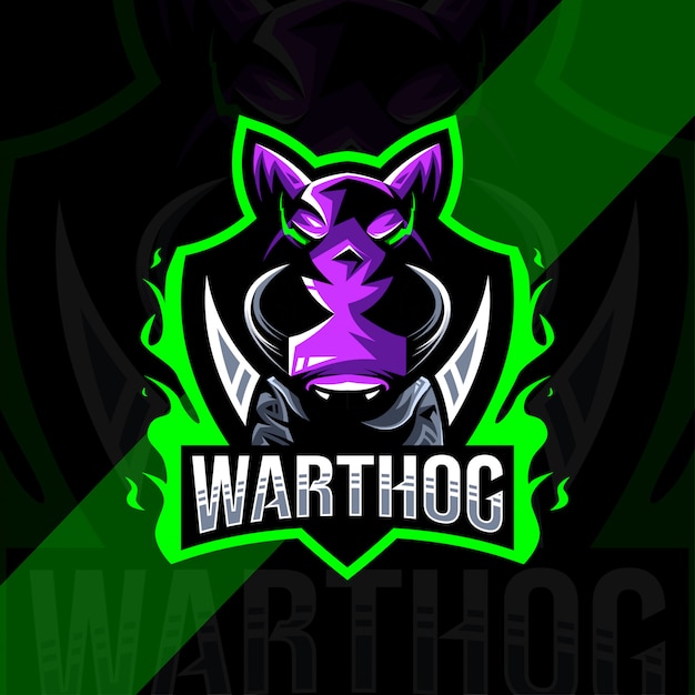 Warthog mascotte logo esport ontwerp