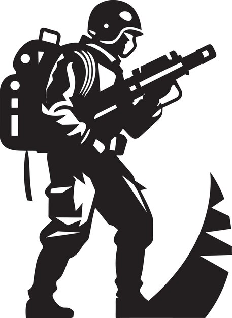 Vector warzone dominance rocket launcher soldier icon lethal precision black vector rocket soldier emblem