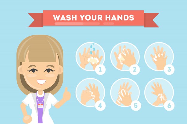 Was je handen. handleiding voor het reinigen van handen tegen bacteriën.