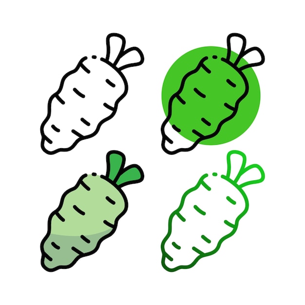 Wasabi icon design in four variation color