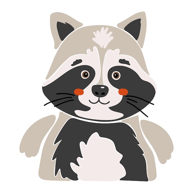 Wasbeer dier geïsoleerde vector Cute Animal Raccoon Forest Clipart Portret dierlijke vector