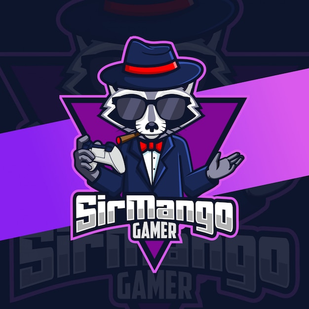 Wasbeer gangster mascotte gamer logo