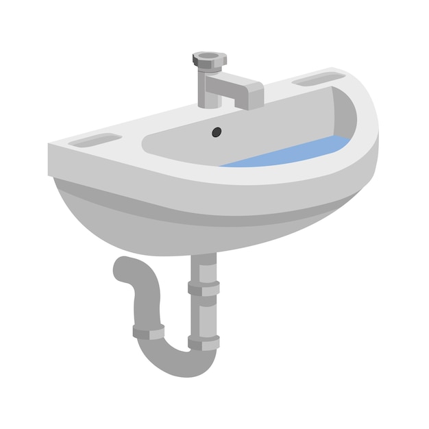 Vector wash basin flat vector illustrationcartoonwashbasinisometricbathroomhand washingcleansink