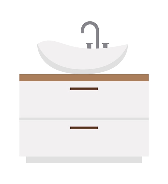 Vector wash basin with furniture bathroom interior icon vector illustration