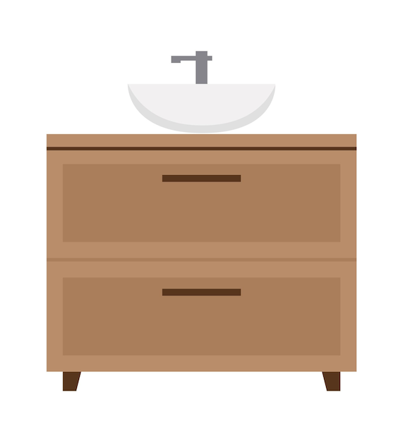 Vector wash basin with furniture bathroom interior icon vector illustration