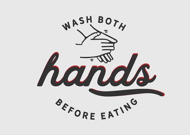 Vector wash both hands before eating