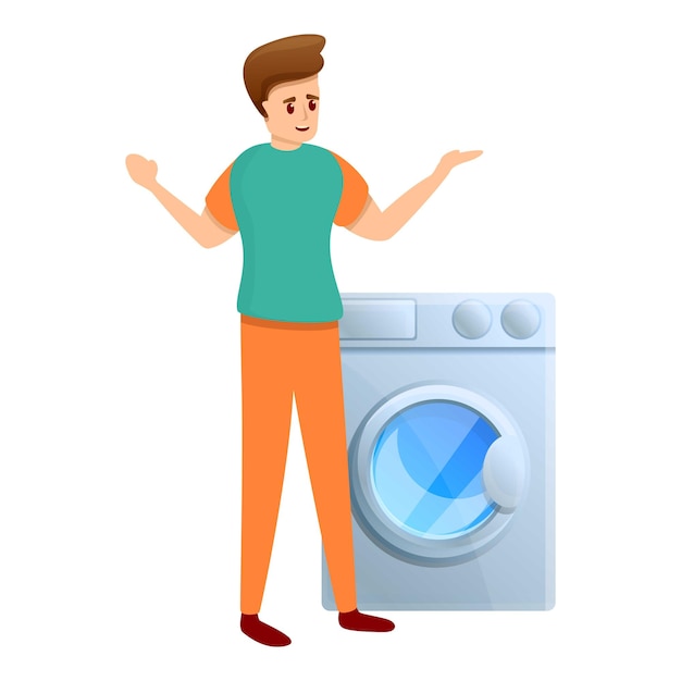 Wash machine shop assistant icon Cartoon of wash machine shop assistant vector icon for web design isolated on white background