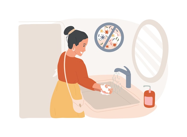 Vector wash your hands isolated concept vector illustration prevent virus spread coronavirus exposure risk hand sanitizer personal hygiene bacterial contamination do your part vector concept