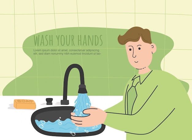 Vector wash your hands to protect yourself from infection.