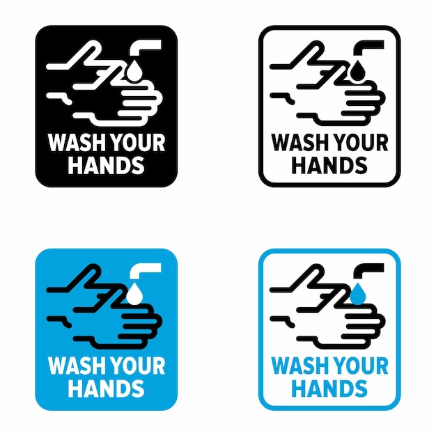 Wash your hands virus and bacteria removing and prevention information sign