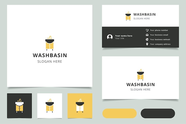 Washbasin logo design with editable slogan branding book and