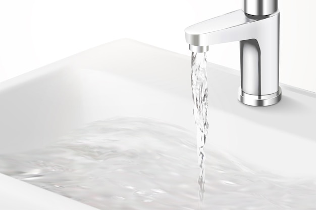 Rubinetto lavabo con acqua corrente