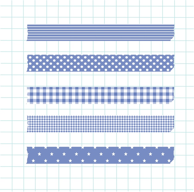 Vettore collezione di elementi blu washi tape