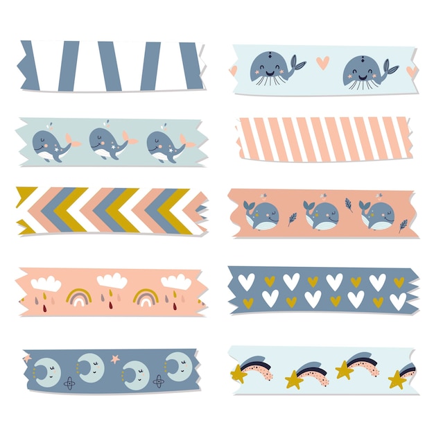 Vector washi tape collection