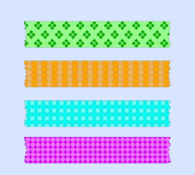 Vector washi tape, decorative tape, cello tape