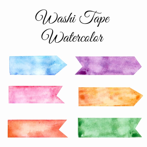 Vector washi tape watercolor set illustration