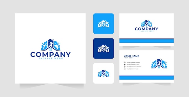 Washing or cleaning home logo design inspiration and business card