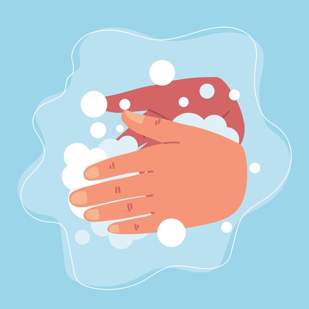 Vector washing hands with foam